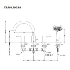 Vòi xả bồn tắm TOTO TBS01202BA nóng lạnh kèm tay sen