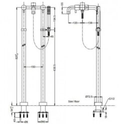 Vòi xả bồn tắm TOTO TX445SESV3 đặt sàn nóng lạnh