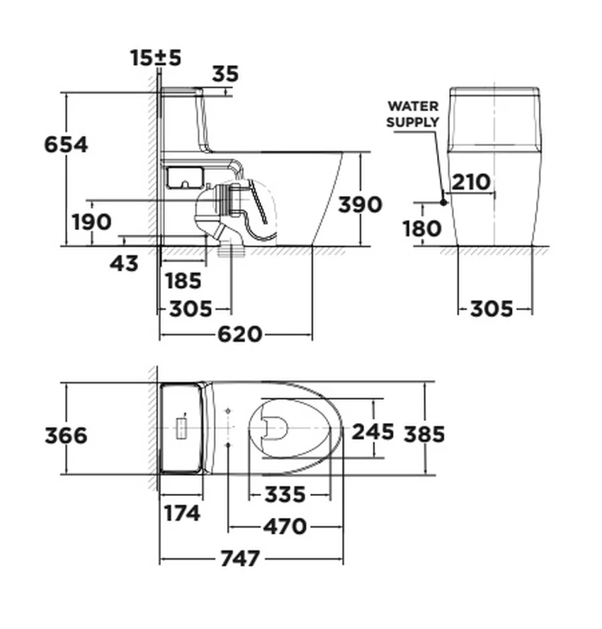Bồn cầu 1 khối American Standard VF-1808 (VF1808) - Hình 2 Bồn cầu 1 khối American Standard VF-1808 (VF1808) - Hình 2