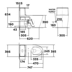 Bồn cầu 1 khối American Standard VF-1808ET (VF1808ET) nắp êm dòng Acacia SupaSleek