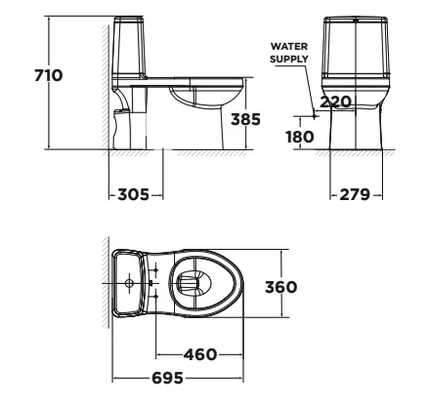 Bồn cầu 1 khối American Standard VF-1858 (VF1858) nắp êm 7 Bồn cầu 1 khối American Standard VF-1858 mặt bên