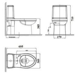 Bồn cầu 1 khối American Standard VF-1858S3 (VF1858S3) nắp rửa cơ Slim 3