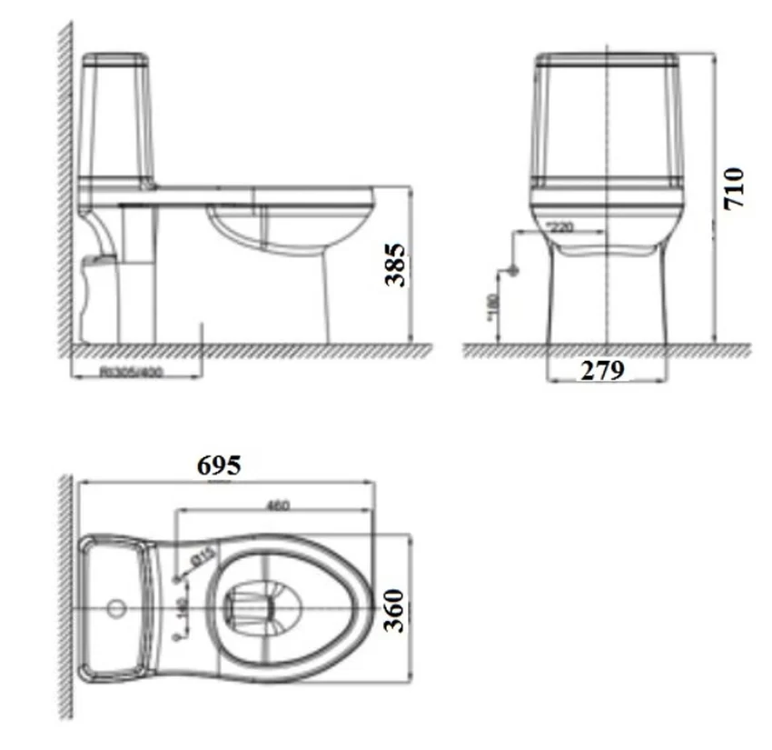 Thiết kế bồn cầu 1 khối American Standard VF-1858S3 Thiết kế bồn cầu 1 khối American Standard VF-1858S3