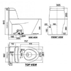 Bồn cầu 1 khối American Standard VF-2010S (VF2010S) nắp rửa cơ Slim
