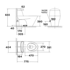 Bồn cầu 1 khối American Standard VF-2011 (VF2011) nắp êm dòng Active