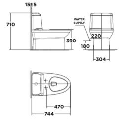 Bồn cầu 1 khối American Standard WP-1830 (WP1830) nắp êm dòng Milano
