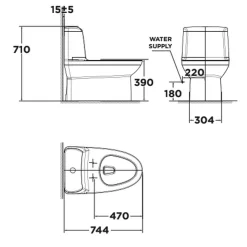 Bồn cầu 1 khối American Standard WP-1830 (WP1830) nắp êm dòng Milano