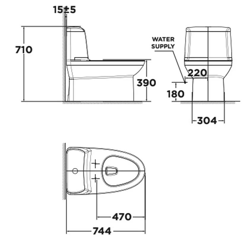 Thiết kế bồn cầu 1 khối American Standard WP-1830 dòng Milano Thiết kế bồn cầu 1 khối American Standard WP-1830