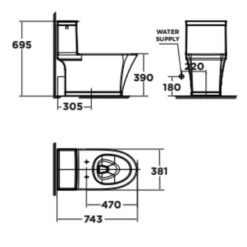 Bồn cầu 1 khối American Standard WP-2025 (WP2025) nắp êm dòng Kastello