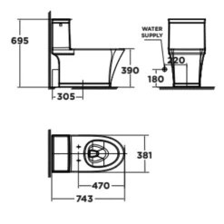 Bồn cầu 1 khối American Standard WP-2025 (WP2025) nắp êm dòng Kastello 18 Bồn cầu 1 khối American Standard WP-2025 (WP2025) nắp êm dòng Kastello