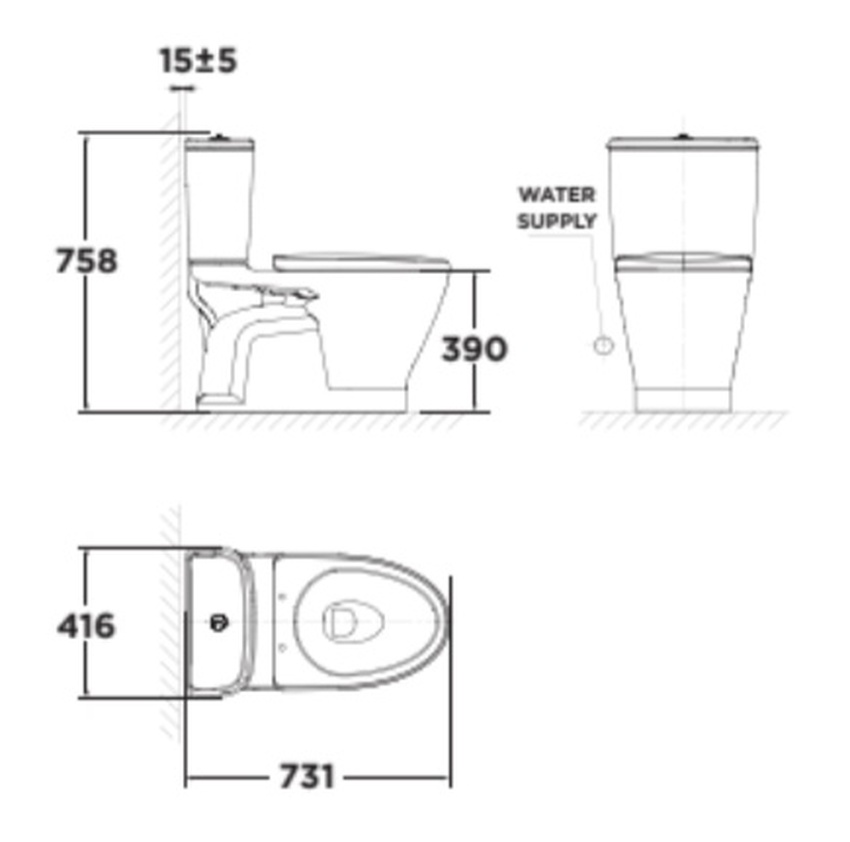 Bồn cầu 2 khối VF-2162S Nắp Rửa Cơ Slim Bồn cầu 2 khối American Standard VF-2162S