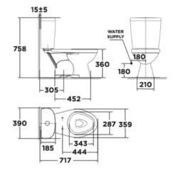 Bồn cầu 2 khối American Standard VF-2397SW (VF2397SW) nắp rửa cơ M4A839