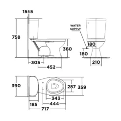 Bồn cầu 2 khối American Standard VF-2398 (VF2398) nắp thường