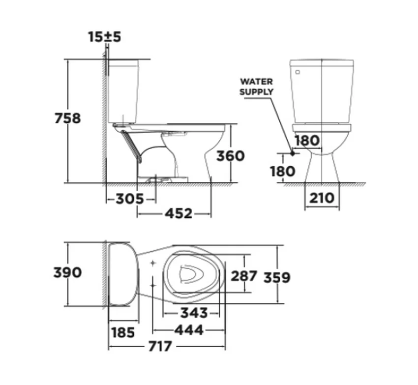 Bồn cầu 2 khối American Standard VF-2398 (VF2398) nắp thường 7 Thiết kế của Bồn cầu VF-2398
