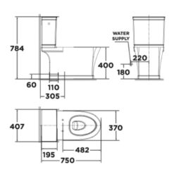 Bồn cầu 2 khối American Standard VF-2781 (VF2781) nắp êm dòng Kastello