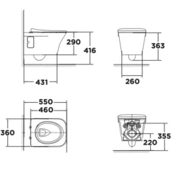 Bồn cầu treo tường American Standard WP-2131 (WP2131) nắp êm dòng Kastello Square 7 Bồn cầu treo tường American Standard WP-2131 (WP2131) nắp êm dòng Kastello Square