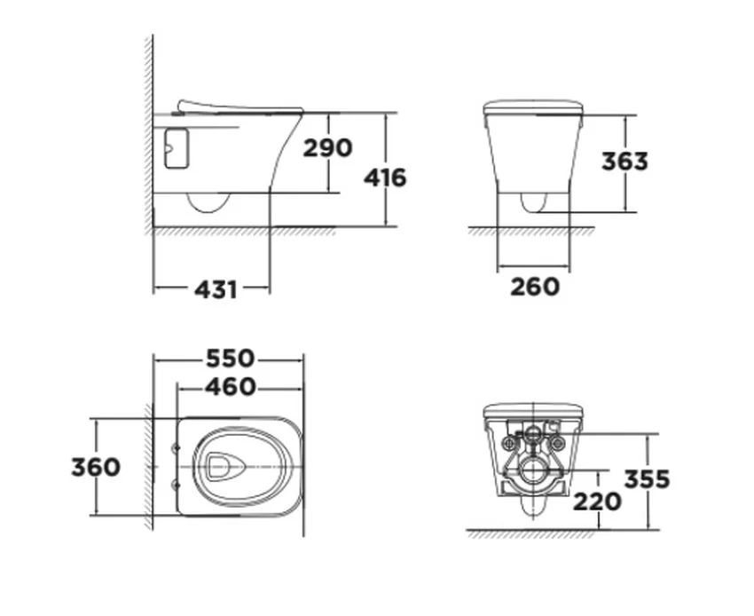 Bồn cầu treo tường American Standard WP-2131 Bồn cầu treo tường American Standard WP-2131