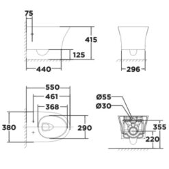 Bồn cầu treo tường American Standard WP-2140 (WP2140) nắp êm dòng Signature