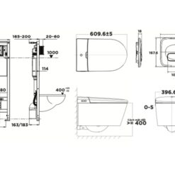 Bồn cầu treo tường nắp điện tử thông minh dòng Aero-Lite American Standard 103032BL00 + 103026SH00 (1073919990)