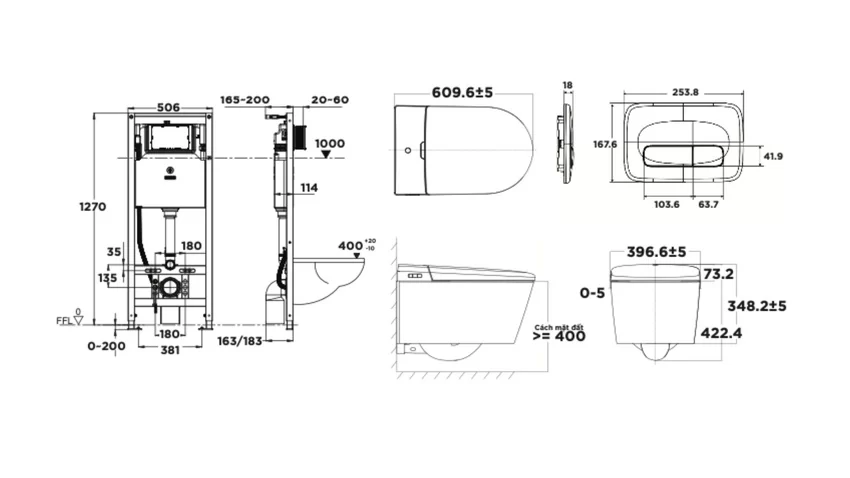 Bồn cầu treo tường nắp điện tử thông minh dòng Aero-Lite American Standard 103032BL00 + 103026SH00 (1073919990) 11 Bồn cầu treo tường nắp điện tử thông minh dòng Aero-Lite American Standard 103032BL00 + 103026SH00 (1073919990)