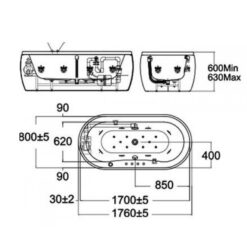 Bồn tắm Massage đặt sàn Acacia 1.7m American Standard BTAS6704