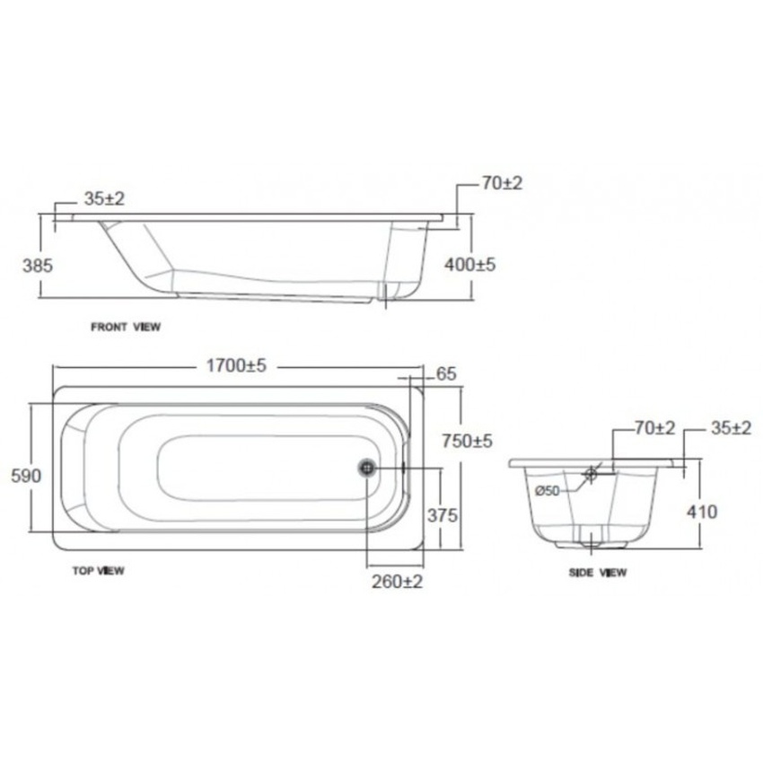 Bồn tắm xây Active 1.7m American Standard 70270P-WT (70270PWT) (Bộ xả) 8 Bồn tắm xây Active 1.7m American Standard 70270P-WT (70270PWT) (Bộ xả)