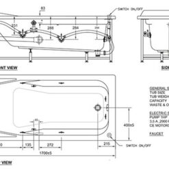 Bồn tắm xây massage Tonca 1.7m American Standard 7220100-WT (7220100WT)