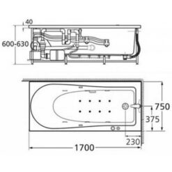 Bồn tắm xây massage Tonic 1.7m American Standard 70092-WT (70092WT)