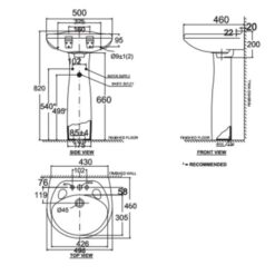 Chân chậu lavabo dài American Standard VF-0901 (VF0901)