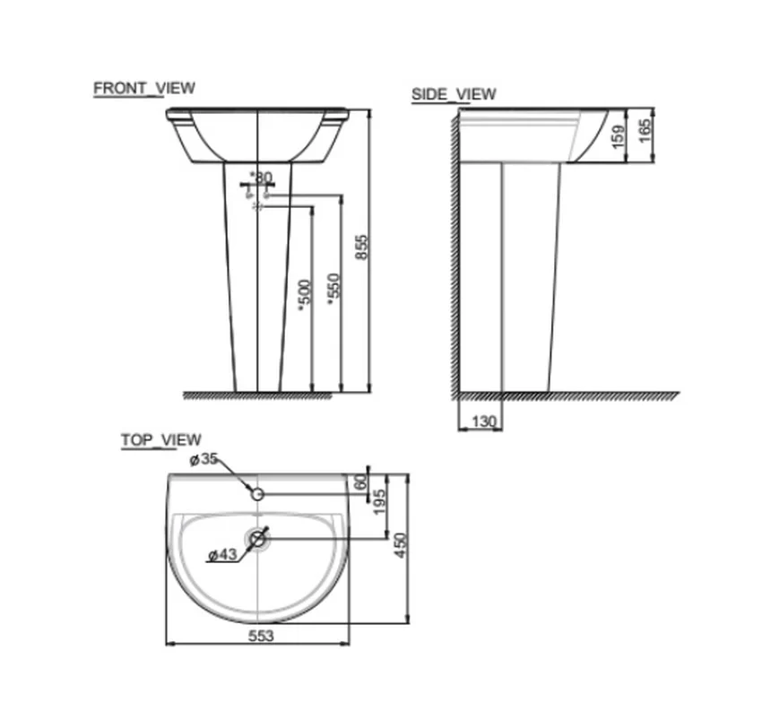 Chân chậu lavabo dài American Standard WP-F711 (WPF711) 7 Chân chậu lavabo dài American Standard WP-F711 - SKU WP-F711