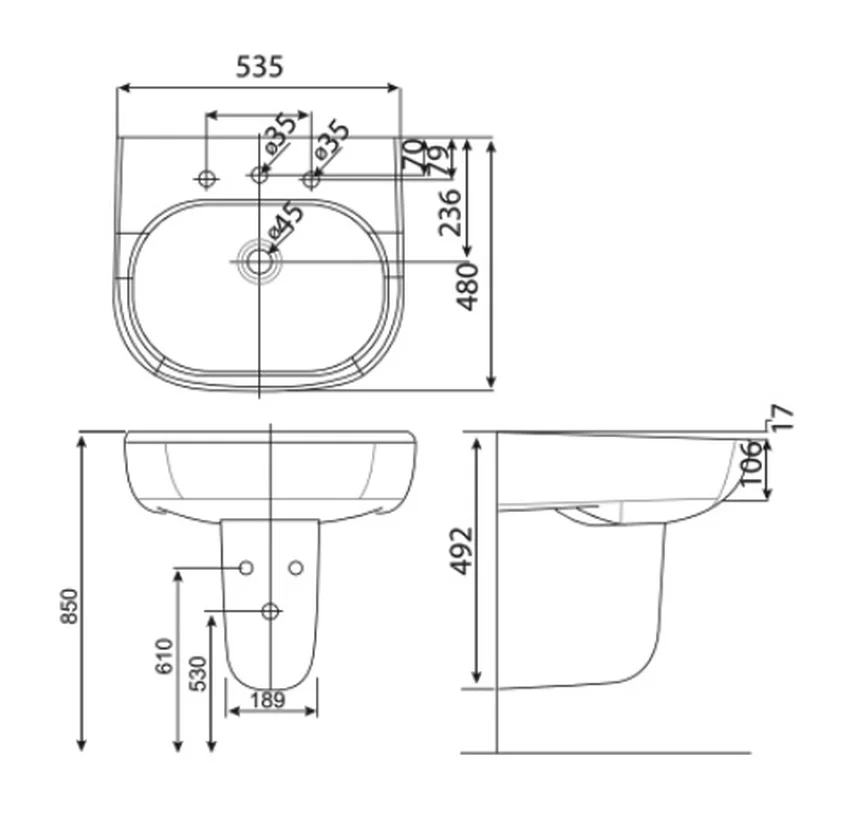 Chân Chậu Lavabo American Standard 0755-WT 0755-WT Chân Chậu Lavabo American Standard 0755-WT