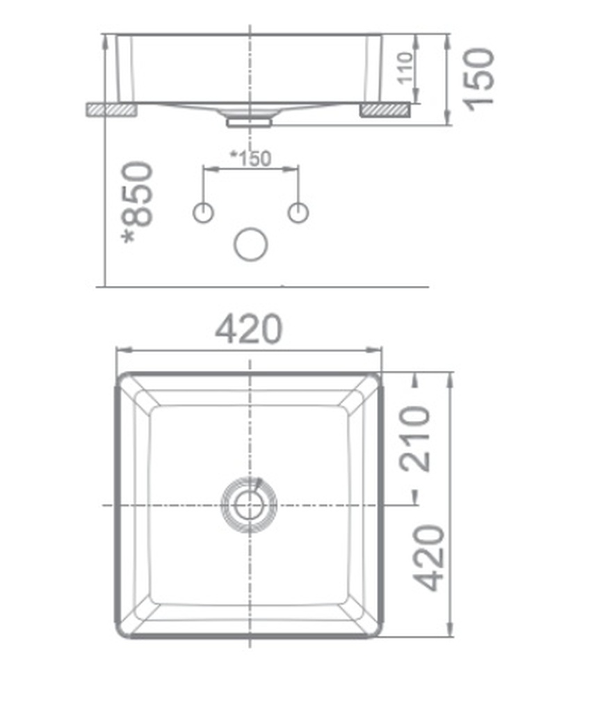 Chậu lavabo đặt bàn American Standard WP-F411 (WPF411) 9 Chậu lavabo đặt bàn American Standard WP-F411 (WPF411)