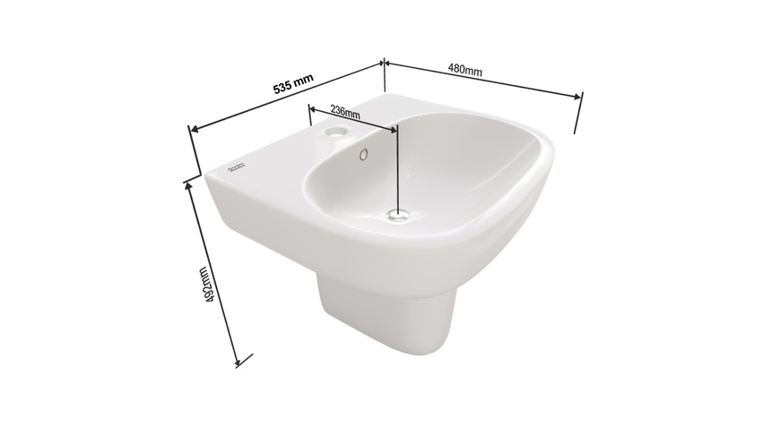 Chậu Lavabo Treo Tường American Standard 0955-WT Hình 3 Chậu Lavabo Treo Tường American Standard 0955-WT - Hình 3
