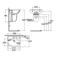 Chậu lavabo treo tường American Standard VF-0947 (VF0947) 15 Chậu lavabo treo tường American Standard VF-0947 (VF0947)