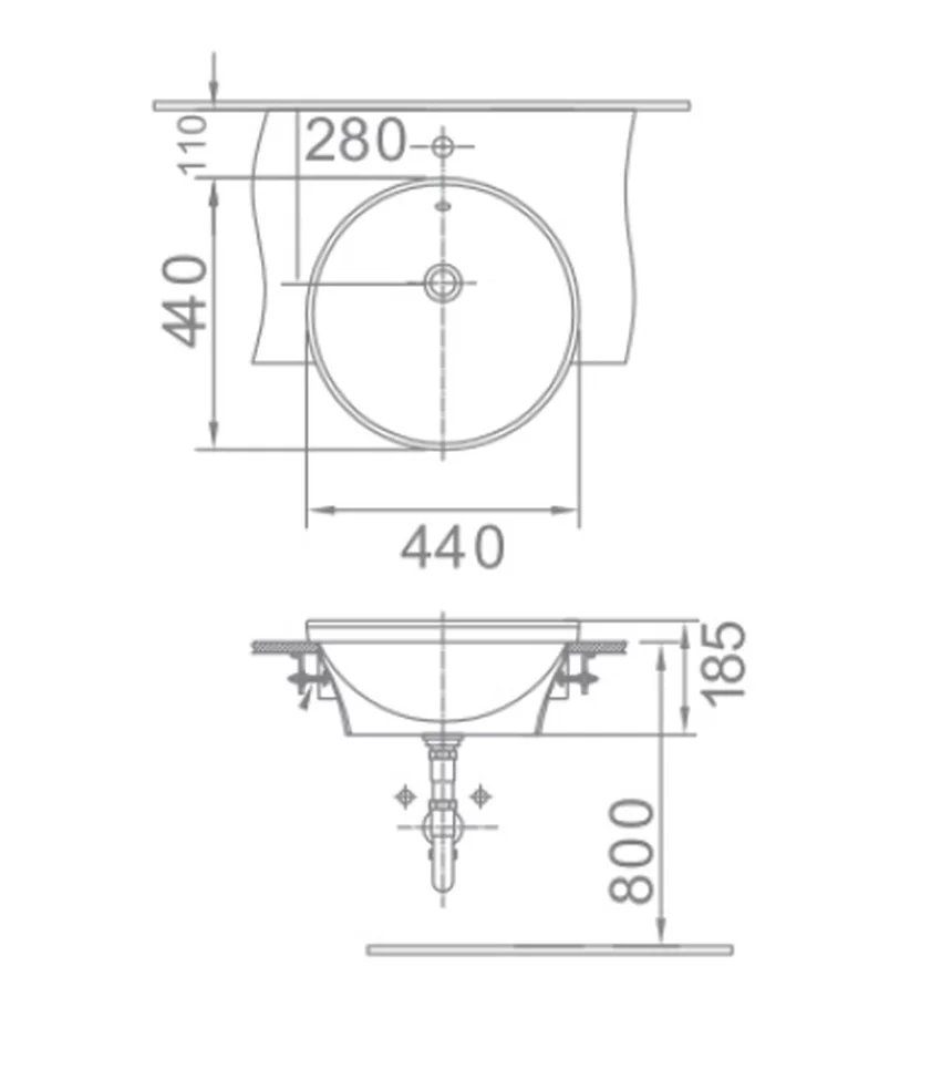 Mẫu chậu rửa lavabo bán âm American Standard VF-0333 Mẫu chậu rửa lavabo bán âm VF-0333
