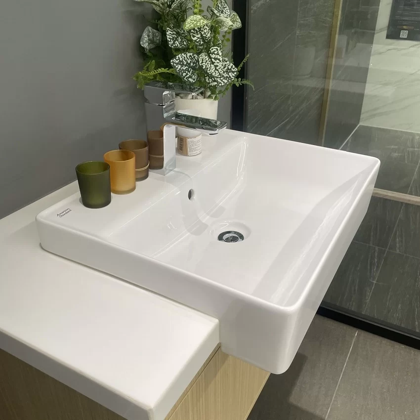 Chậu rửa mặt lavabo bán âm American Standard WP-F419 - Sản phẩm từ Hải Yến Home Chậu rửa mặt lavabo bán âm American Standard WP-F419 mặt bên