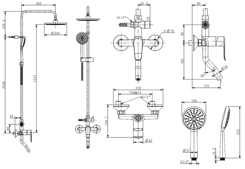 Sen Cây Tắm Tắm Nóng Lạnh American Standard Neo Modern WF-9088 Sen cây tắm nóng lạnh American Standard Neo Modern WF-9088