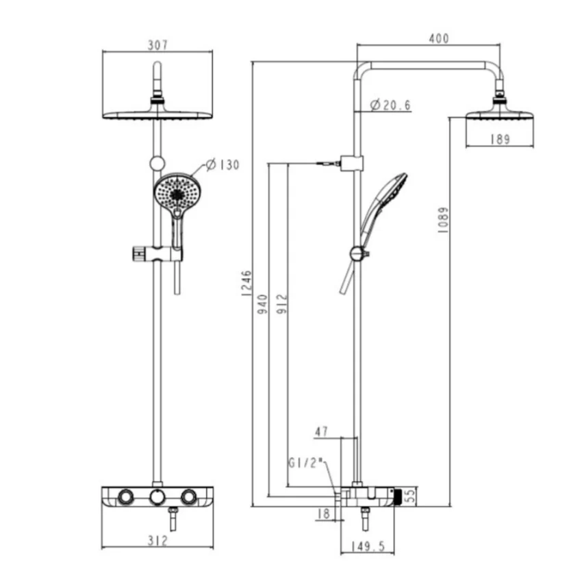 Sen tắm cây đứng cảm biến nhiệt American Standard EasySET WF-4955 (WF4955) 12 Sen tắm cây đứng cảm biến nhiệt American Standard EasySET WF-4955 (WF4955)