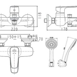 Sen tắm gắn tường American Standard WF-1711 (WF1711) nóng lạnh