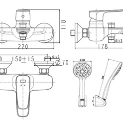 Sen tắm gắn tường American Standard WF-1711 (WF1711) nóng lạnh 12 Sen tắm gắn tường American Standard WF-1711 (WF1711) nóng lạnh