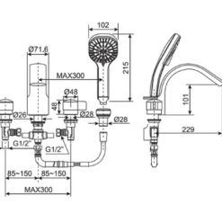 Vòi bồn tắm 4 lỗ IDS American Standard WF-6800 (WF6800)