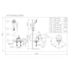 Vòi chậu lavabo 3 lỗ liền sen Viglacera VG326