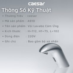 Vòi chậu lavabo cảm ứng nước lạnh Caesar A910