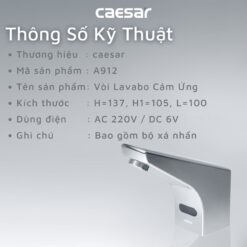 Vòi chậu lavabo cảm ứng nước lạnh Caesar A912