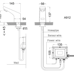 Vòi chậu lavabo cảm ứng nước lạnh Caesar A912 16 Vòi chậu lavabo cảm ứng nước lạnh Caesar A912