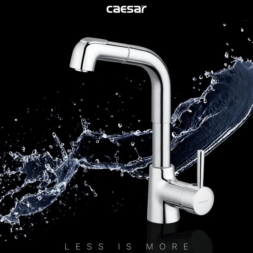 Vòi chậu lavabo dây rút nóng lạnh Caesar B900CU 4 Vòi chậu lavabo dây rút nóng lạnh Caesar B900CU