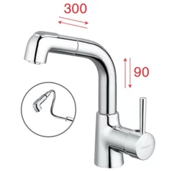 Vòi chậu lavabo dây rút nóng lạnh Caesar B900CU 16 Vòi chậu lavabo dây rút nóng lạnh Caesar B900CU