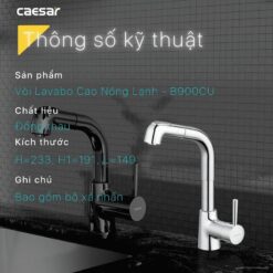 Vòi chậu lavabo dây rút nóng lạnh Caesar B900CU
