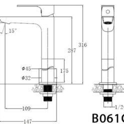 Vòi chậu lavabo lạnh Caesar B061CU/ B061CBU 9 Vòi chậu lavabo lạnh Caesar B061CU/ B061CBU