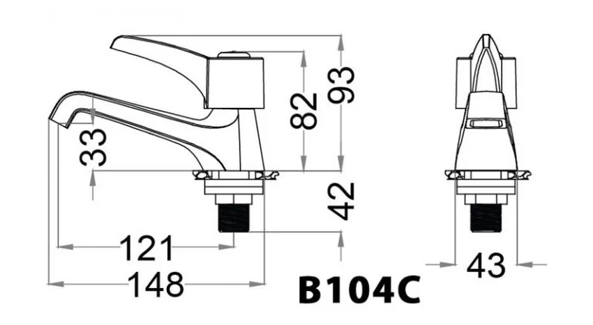 Vòi chậu lavabo lạnh Caesar B104C 10 Vòi chậu lavabo lạnh Caesar B104C